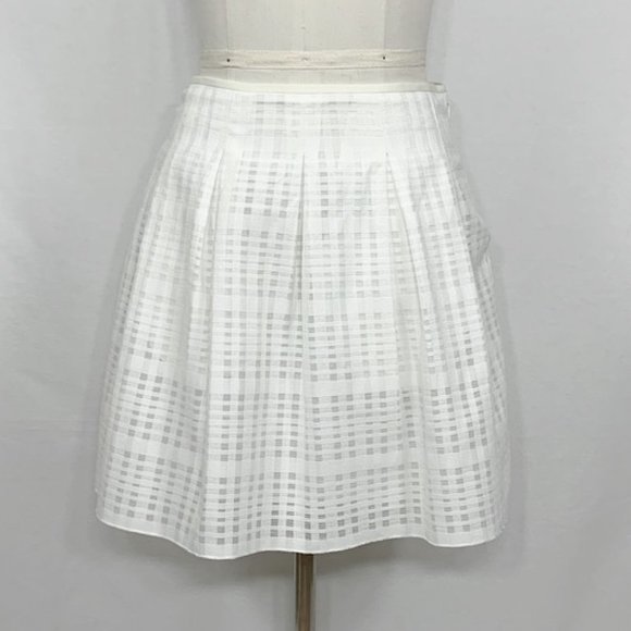 Vince Optic White Gauzy Plaid Textured Mini Skirt - Picture 3 of 8